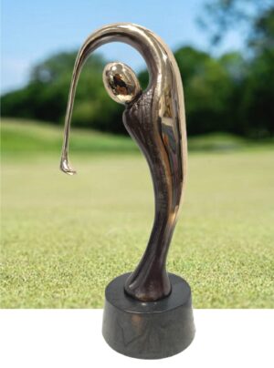 Bronzeskulptur “Golfspiller – Driveren” af Stiig Kalsing – figurativ golfskulptur i massiv bronze