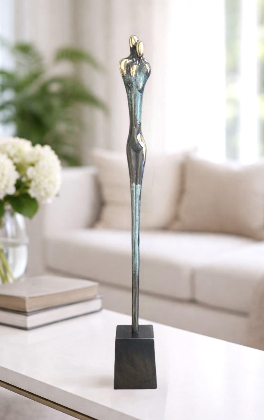 Bronzeskulptur “Nyt par” af Stiig Kalsing – figurativ kærlighedsskulptur i massiv bronze