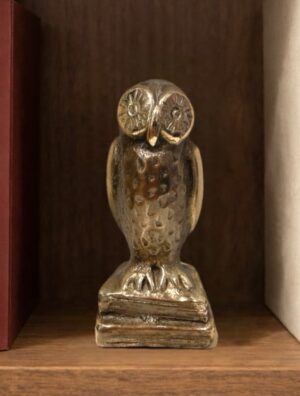 Ugle på bøger bronzeskulptur af Stiig Kalsing i massiv bronze